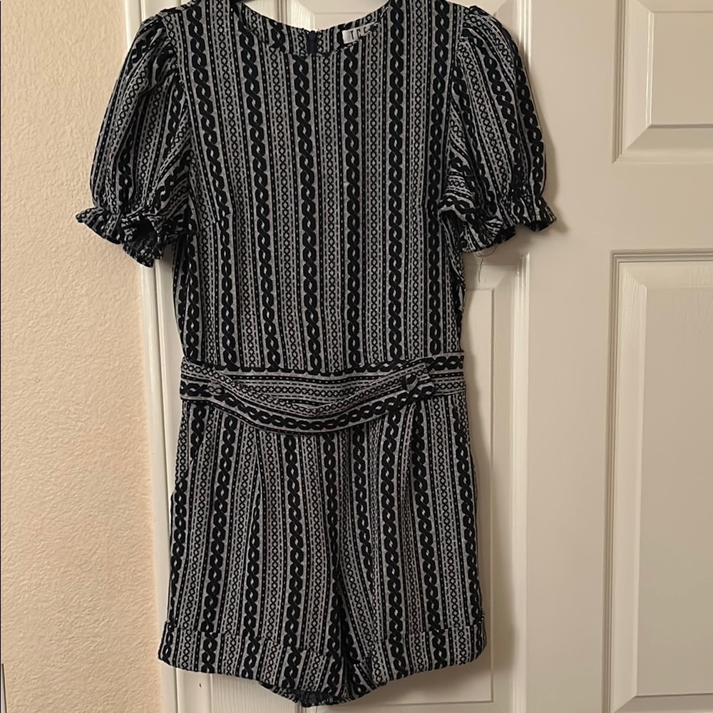 Navy and White Patterned Romper